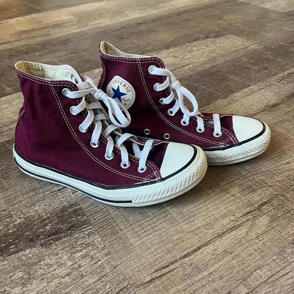 Converse Burgundy and White High-Tops